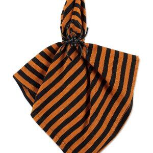 DII Witchy Black & Orange Stripe Cotton Napkins, Machine Washable, 20x20, Set of